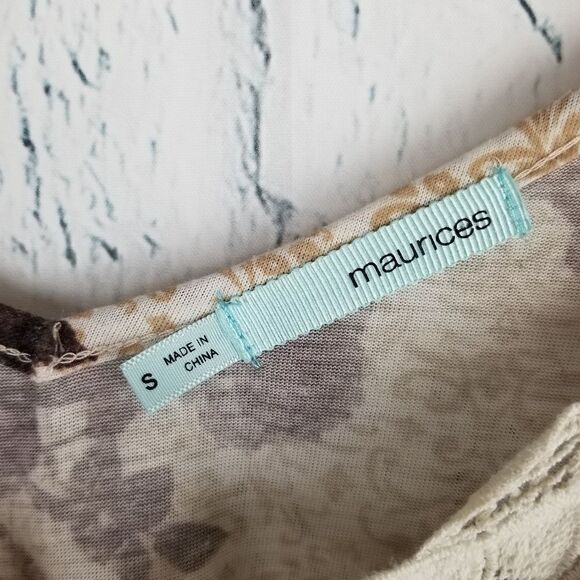 Maurices Cold Shoulder Brown and Cream Floral Top - Picture 3 of 6